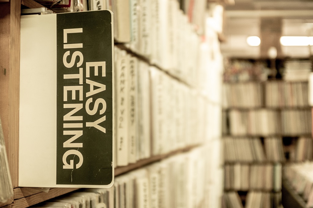 An Easy Listening sign in a library.